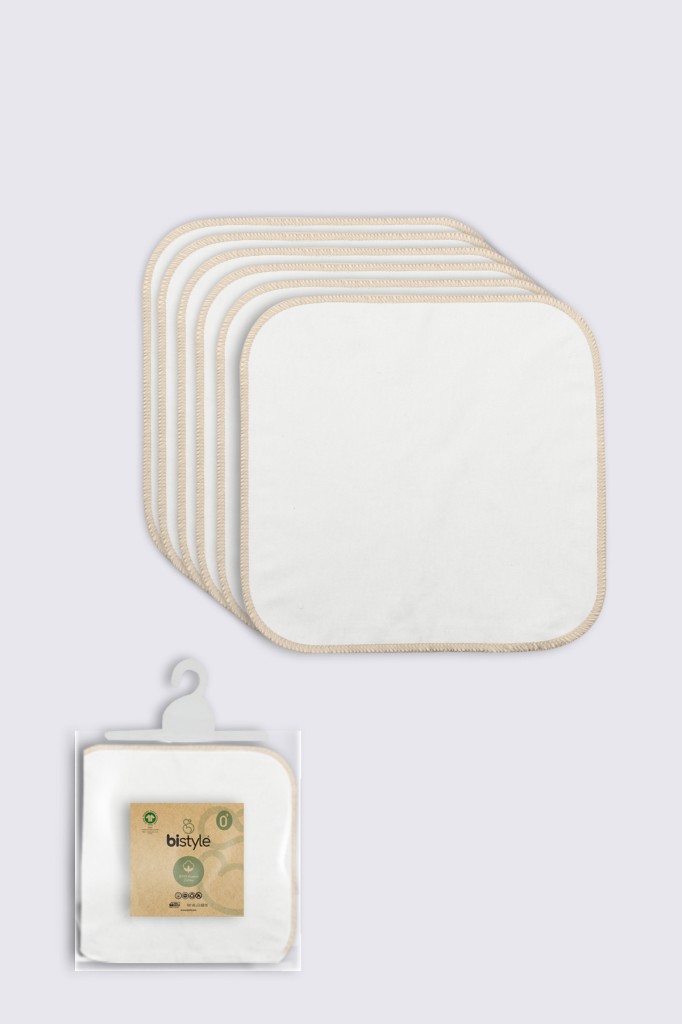 Organik 28x28 6'Lı Penye Mendil 90103 Ekru