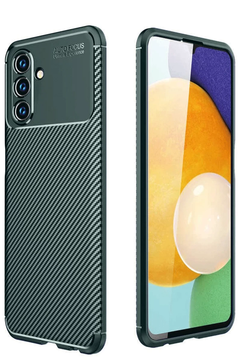 Samsung Galaxy A36 Uyumlu Kılıf Auto Focus Karbon Kapak - Koyu Yeşil