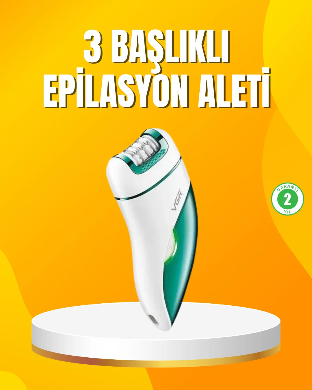Şarjlı 3’ü 1 Arada VGR Epilatör LED Işıklı Suya Dayanıklı Hassas Bölge Epilasyon Makinesi