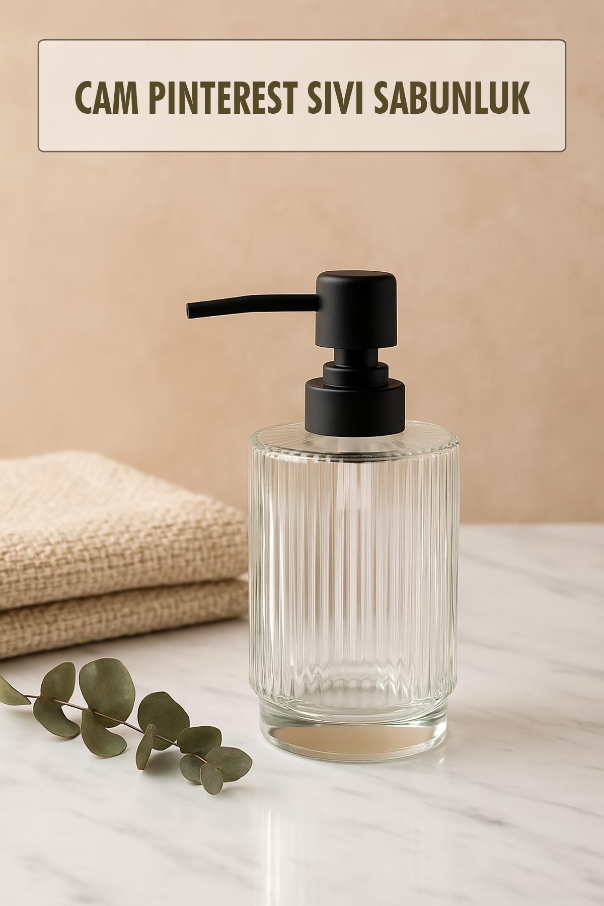 Cam Şeffaf Sıvı Sabunluk 200 ml Banyo Lavabo