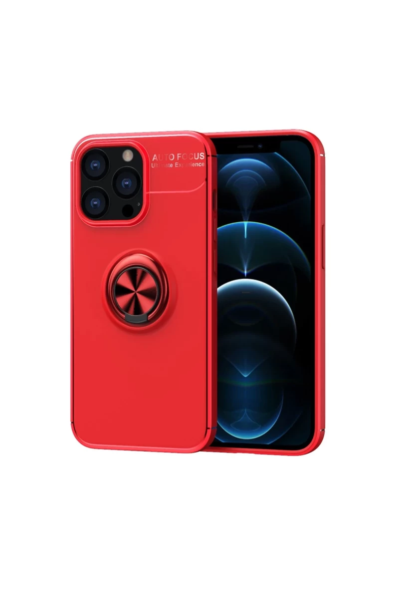 Apple iPhone 13 Pro Uyumlu Kılıf Range Yüzüklü Silikon - Kırmızı