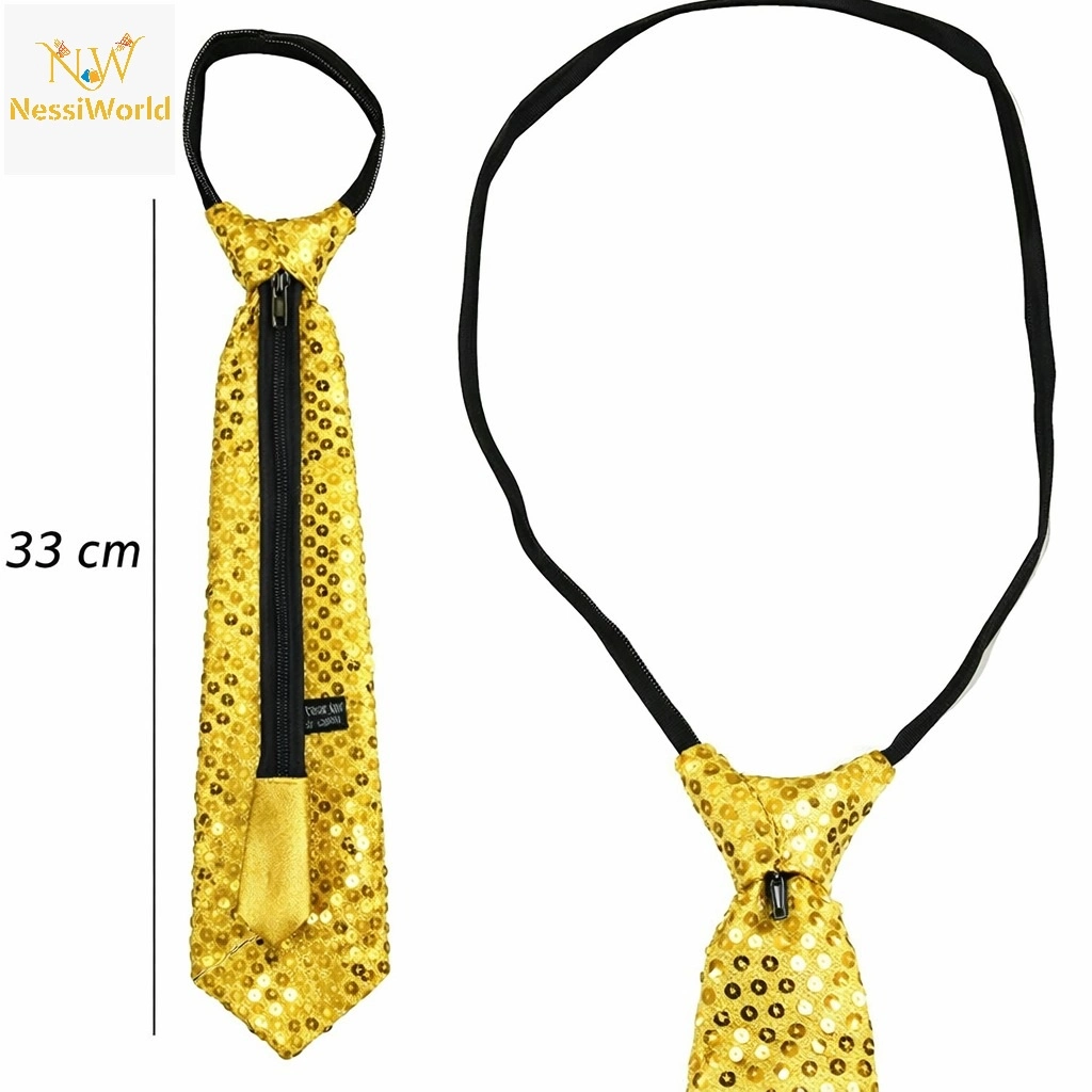 Şık Altın Renk Pul Payetli Kravat 33 cm Parti İçin