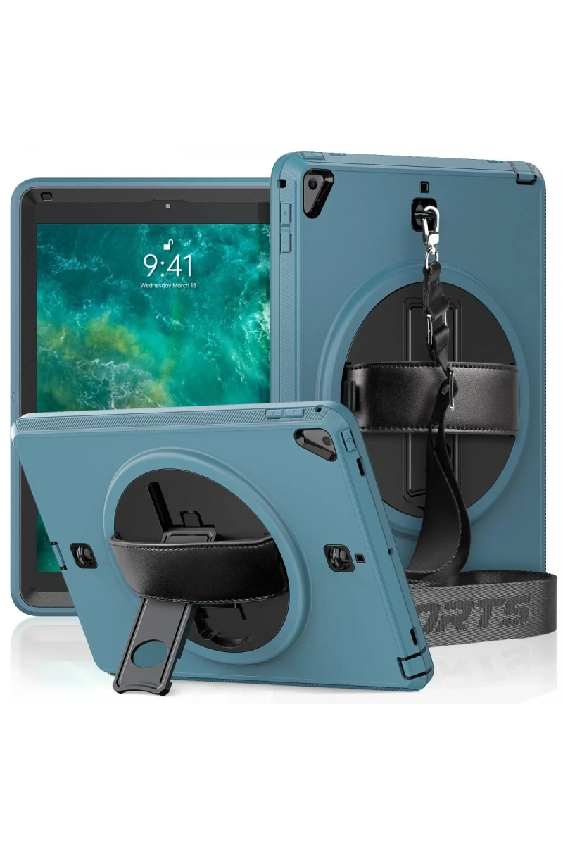 Apple iPad 5 Air 9.7 Kılıf Strap-C Otterbox Tablet Kapak - Mavi