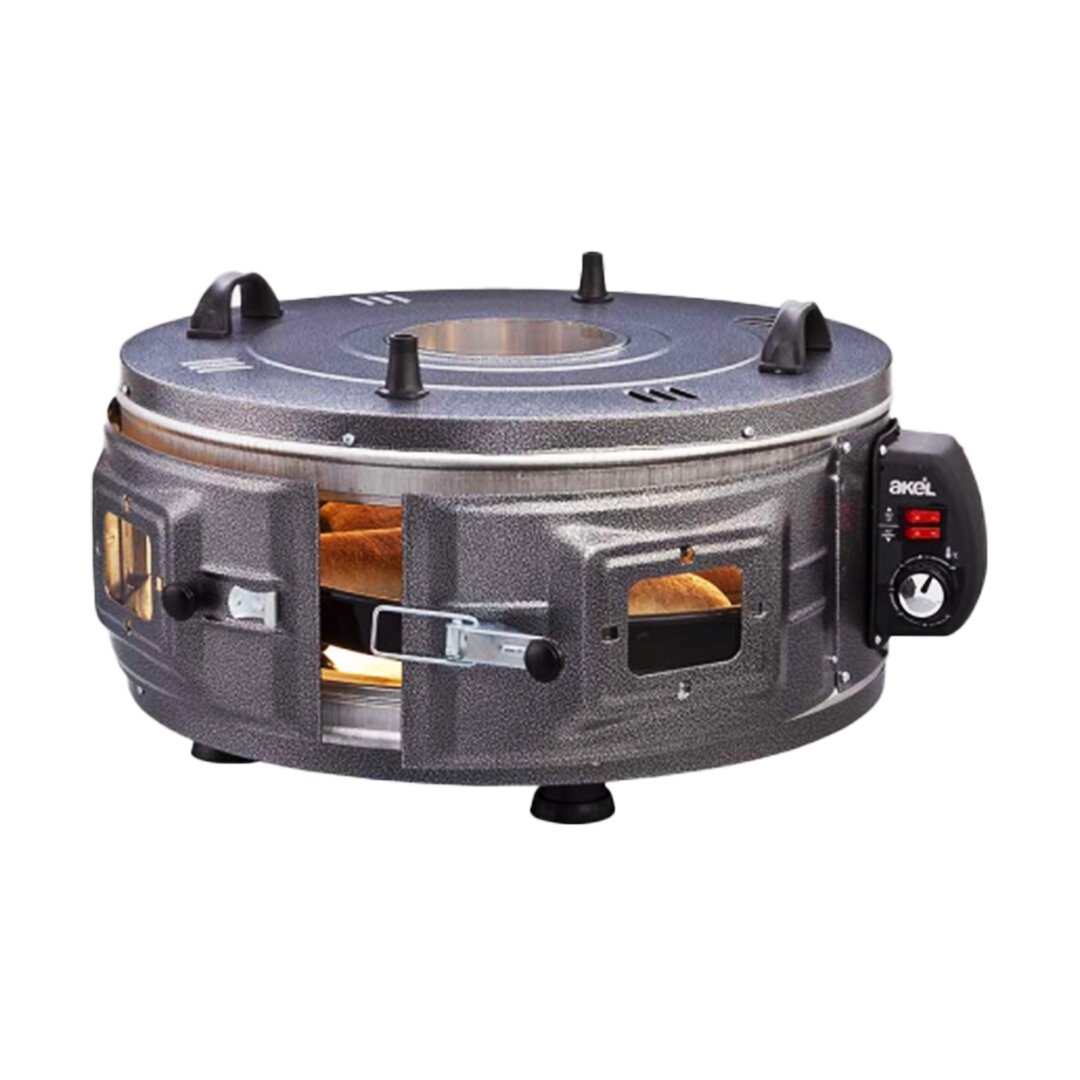 Gross Yuvarlak Davul Fırın Standart Ayarlanabilir Termostat = 50°C-320°C 1300W - 53CM Alüminyum Tepsi Ön - Üst Gözetleme Camı