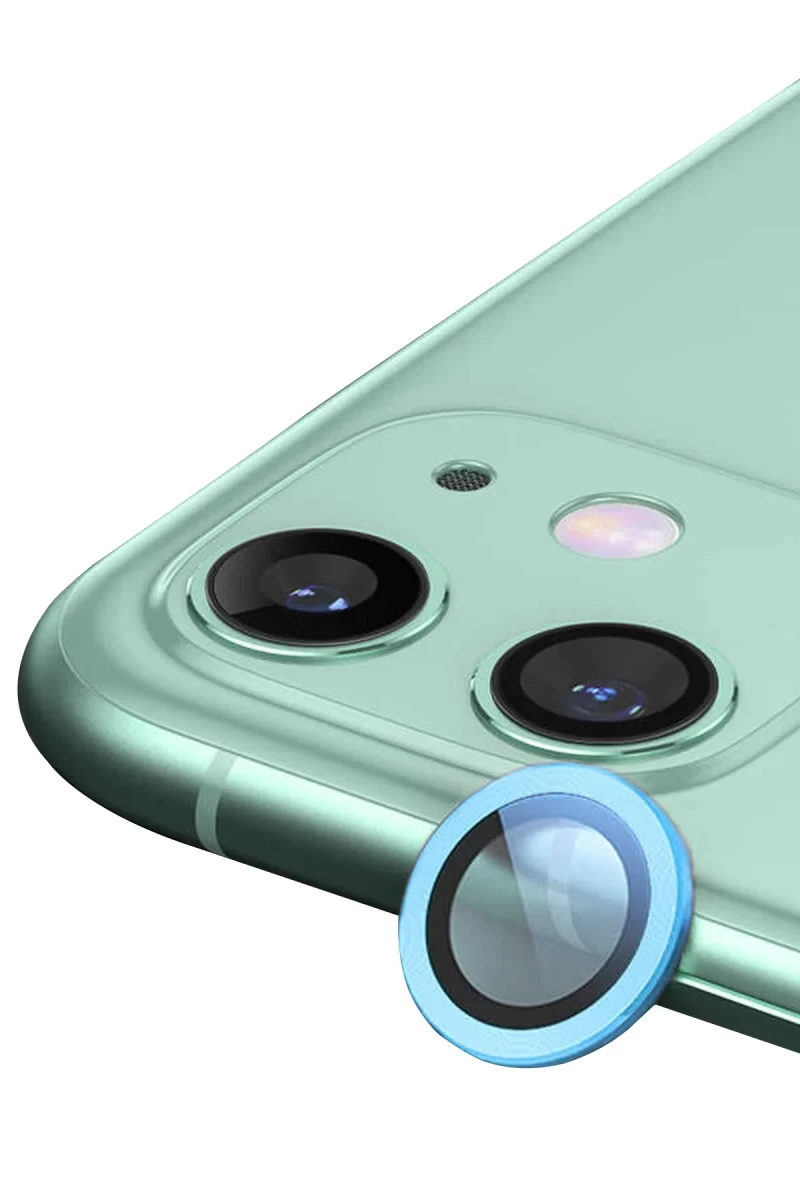 Apple iPhone 11 Uyumlu Raze Metal Kamera Lens - Mavi