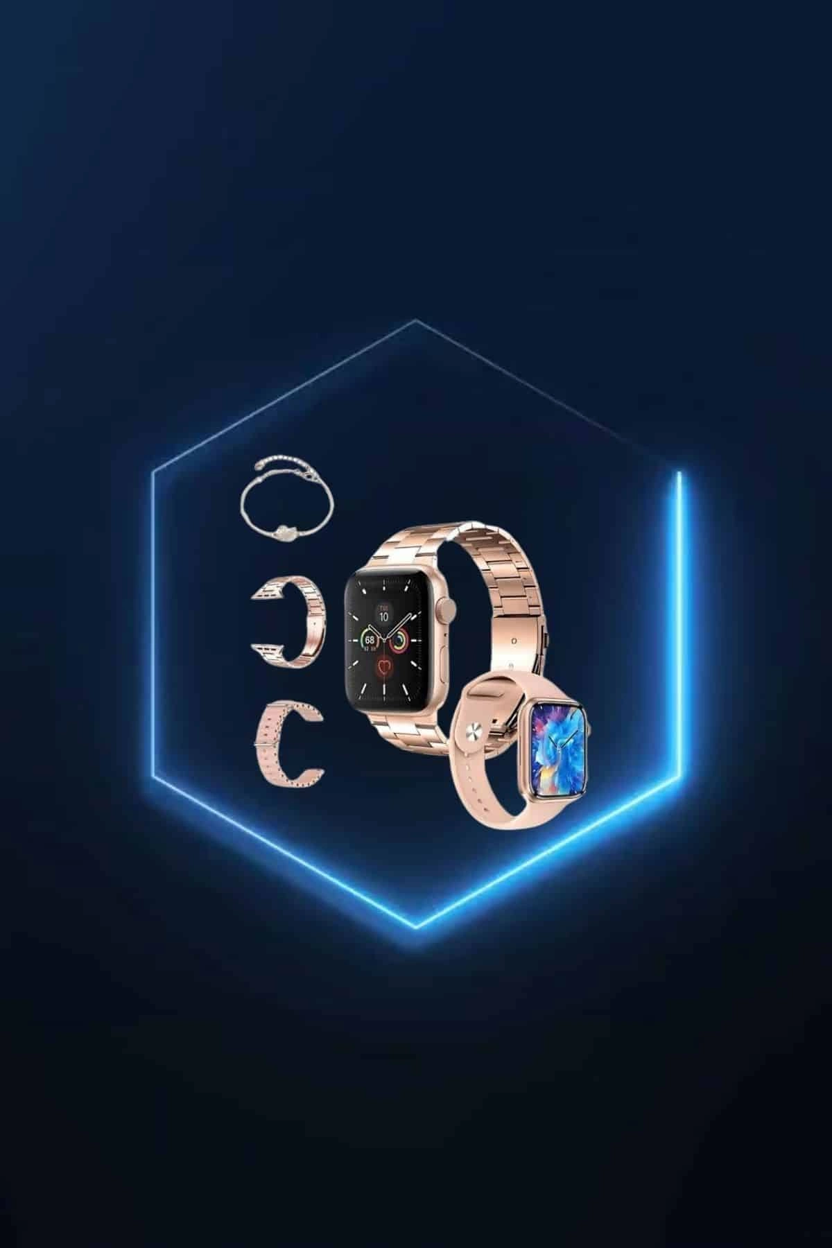 Şık Pembe Dokunmatik Ekran Akıllı Saat 41 mm ve Kablosuz Kulaklık