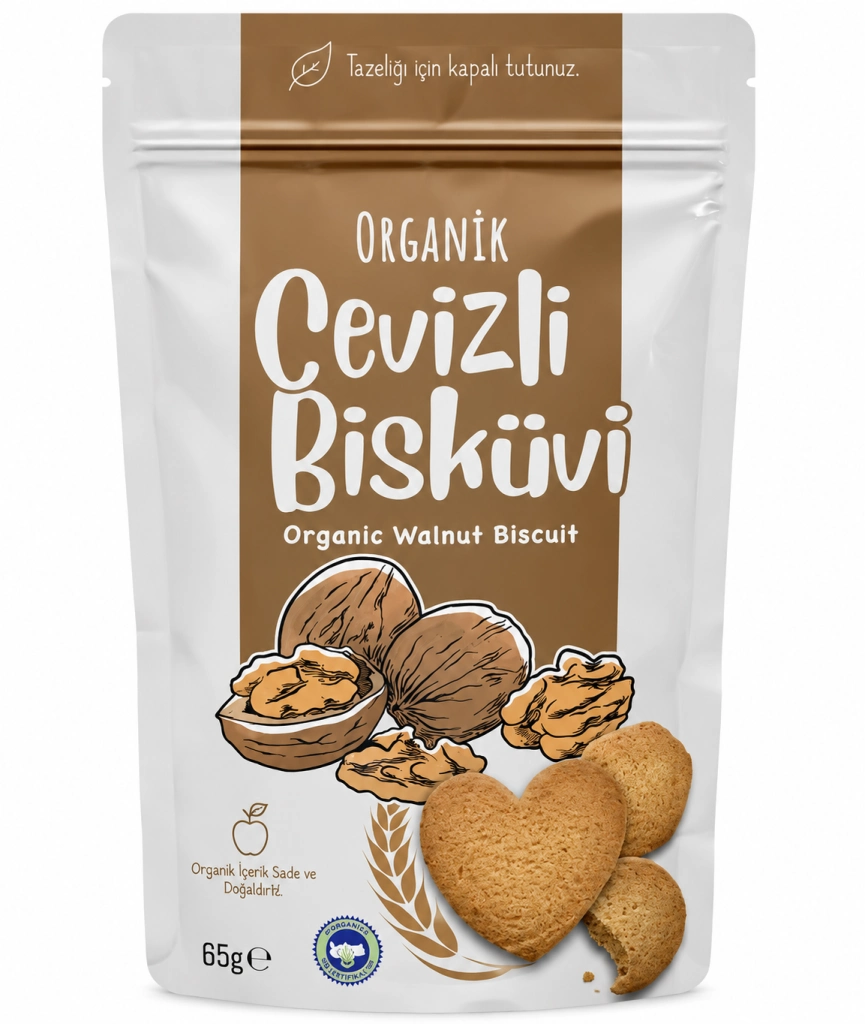 Lezzetli Organik Cevizli Bisküvi 80 Gram
