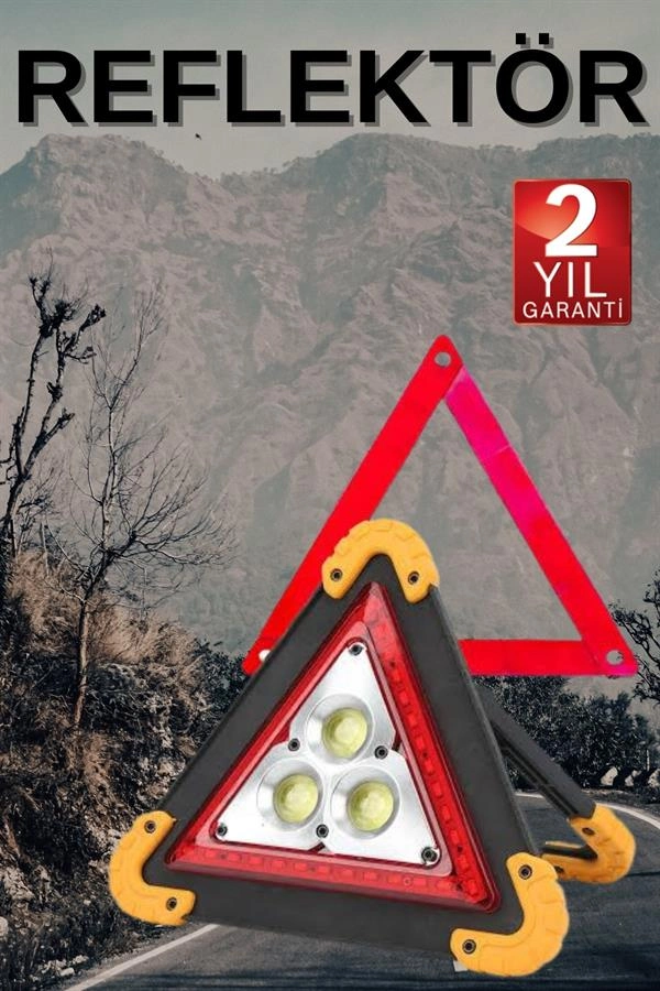 Çok Fonksiyonlu Solar Şarjlı Işıklı Uyarı Lambası 500 Lümen