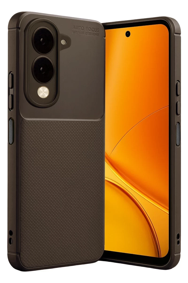 Vivo Y29S Uyumlu Auto Focus Karbon Kapak - Kahverengi
