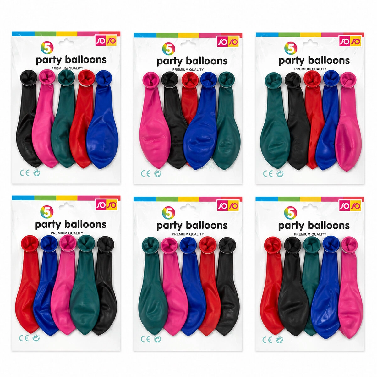 Orta Boy Renkli Parti Balon 30 cm 30 Paket 150 Adet
