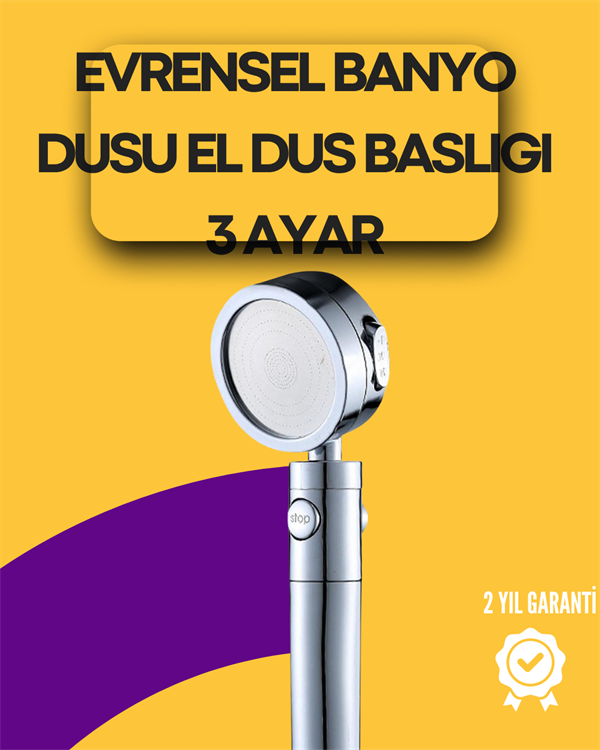 Sağlam Metal Hortum Bağlantılı, 360° Hareketli Duş Başlığı