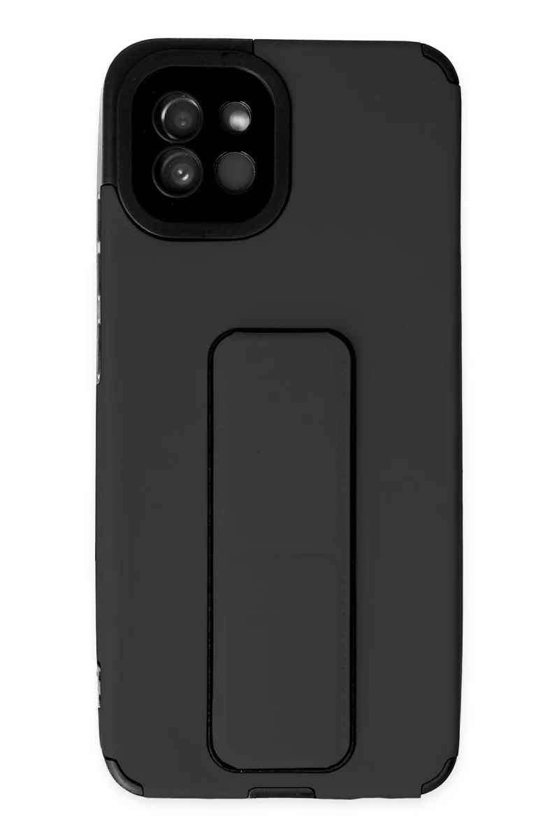 Samsung Galaxy A03 Uyumlu Kılıf Mega Standlı Silikon - Siyah