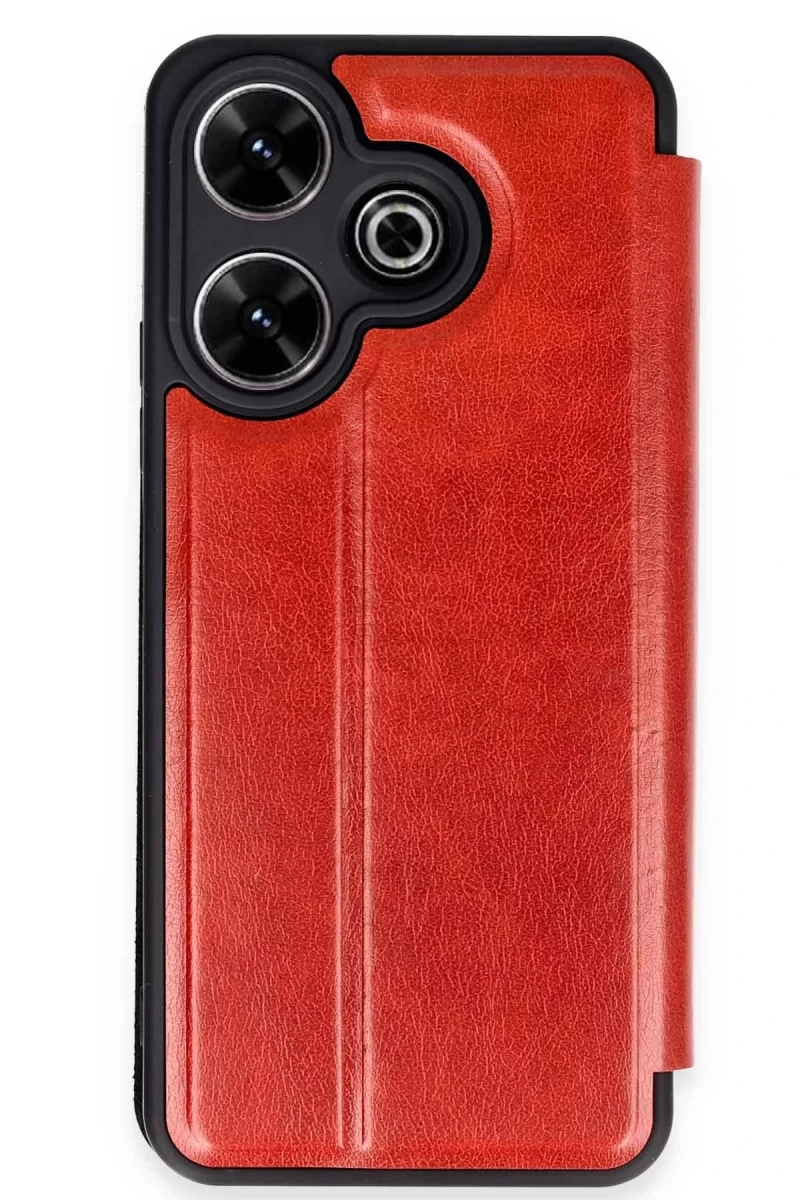 Xiaomi Redmi 13 4G Uyumlu Kılıf Flip Cover - Kırmızı