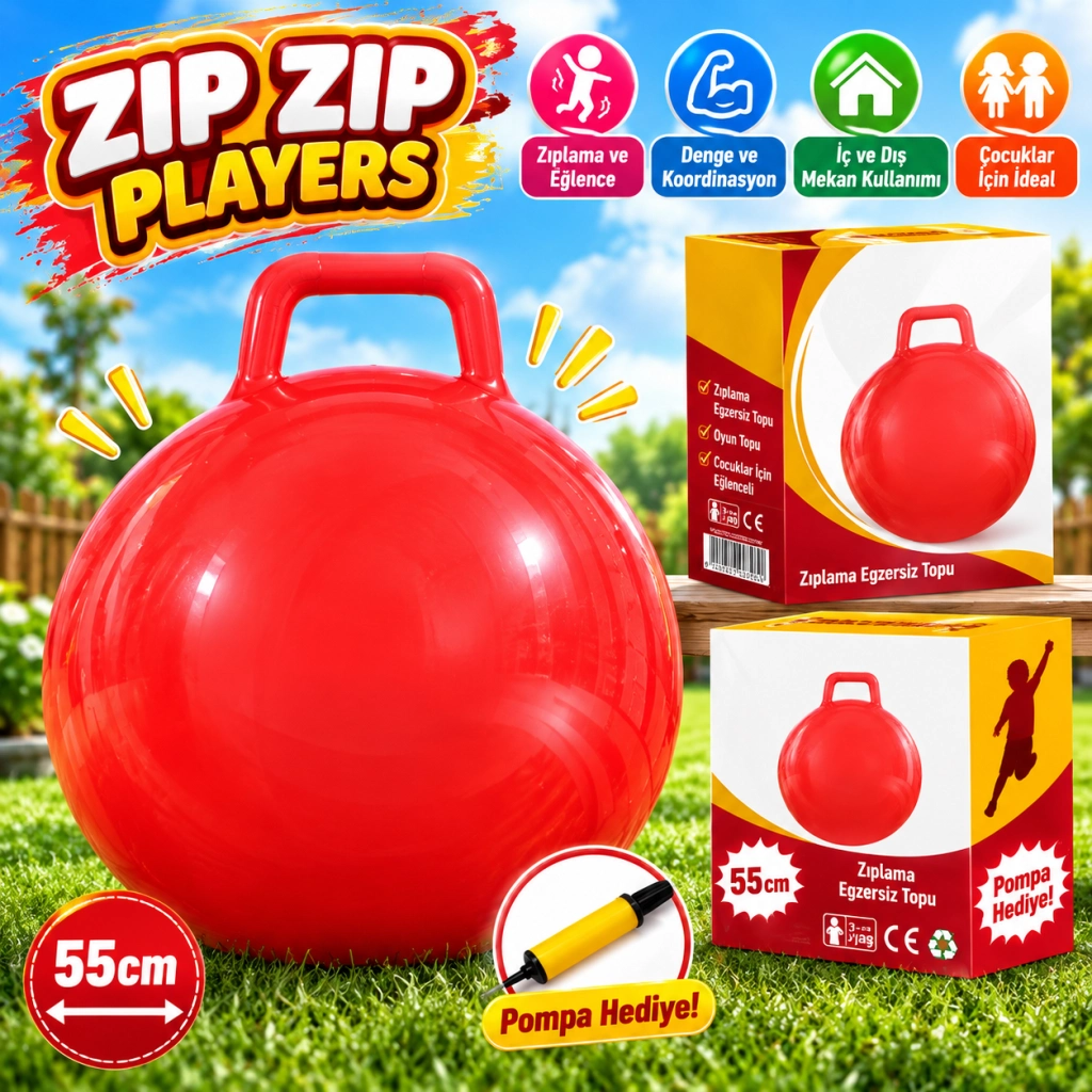 Eğlenceli Sarı Kırmızı Zip Zip Top 1 Adet