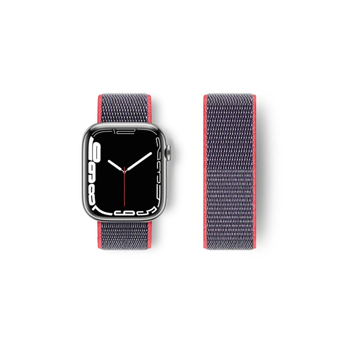 Apple Watch 42mm Hasırlı Cırtcırtlı Kordon - Pembe
