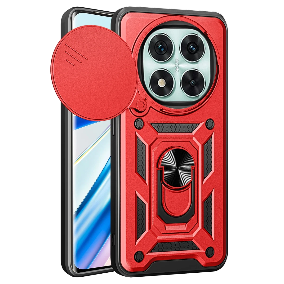Xiaomi Redmi Note 14 Pro 4G Kılıf Pars Lens Yüzüklü Silikon - Kırmızı