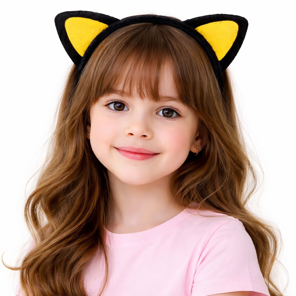 Peluş Kedi Kulak Taç Sarı Siyah ? Çocuk Parti & Kostüm Tacı