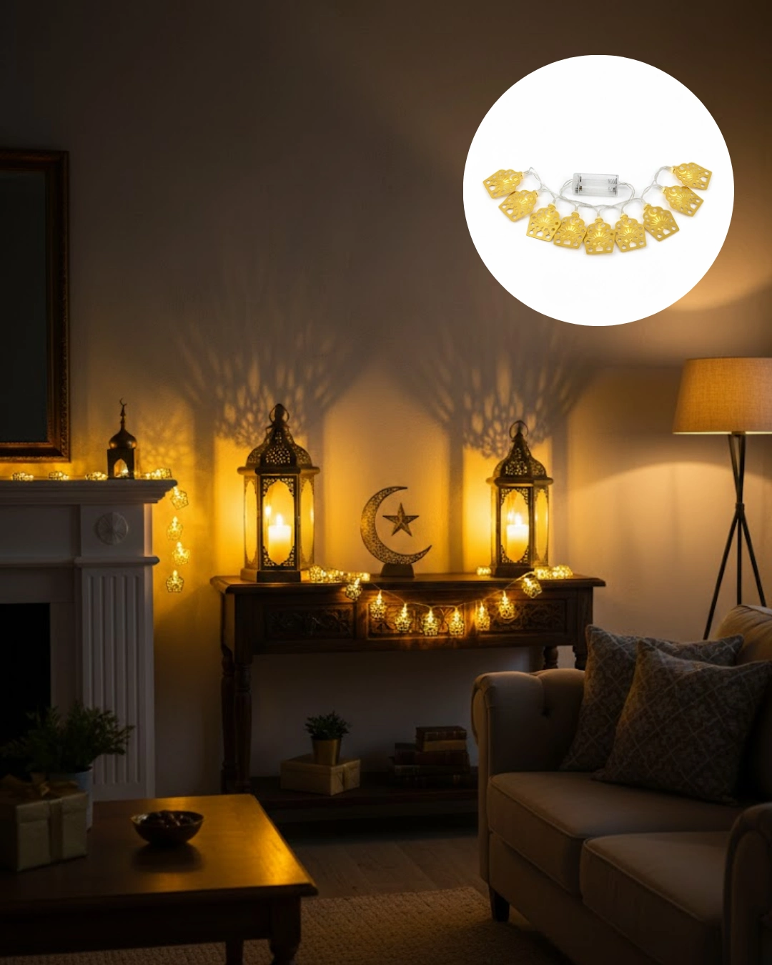 Dekoratif Cami Temalı LED Işık Zinciri Pilli 2 Metre