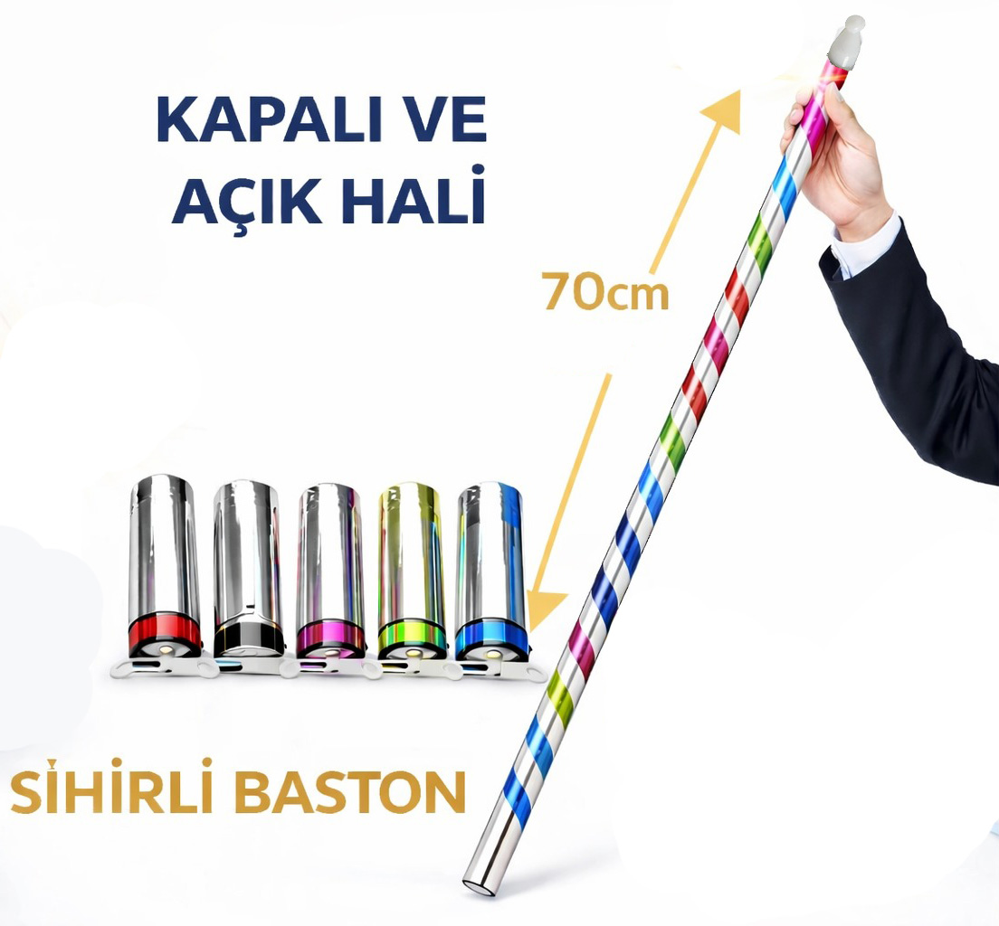 Sihirli Açılır Baston ? Mendilden Bastona İlizyon Oyunu (70 cm)