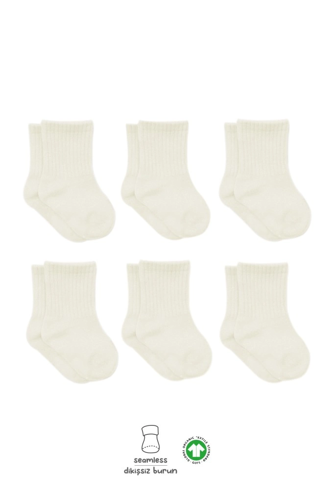 Basic Soket Çorap 6'lı Set Ekru Renkli Konfor
