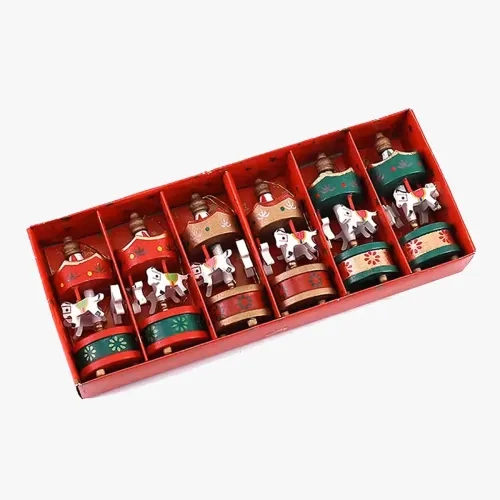 Ahşap Atlı Karınca Yılbaşı Süsü 6'lı Set