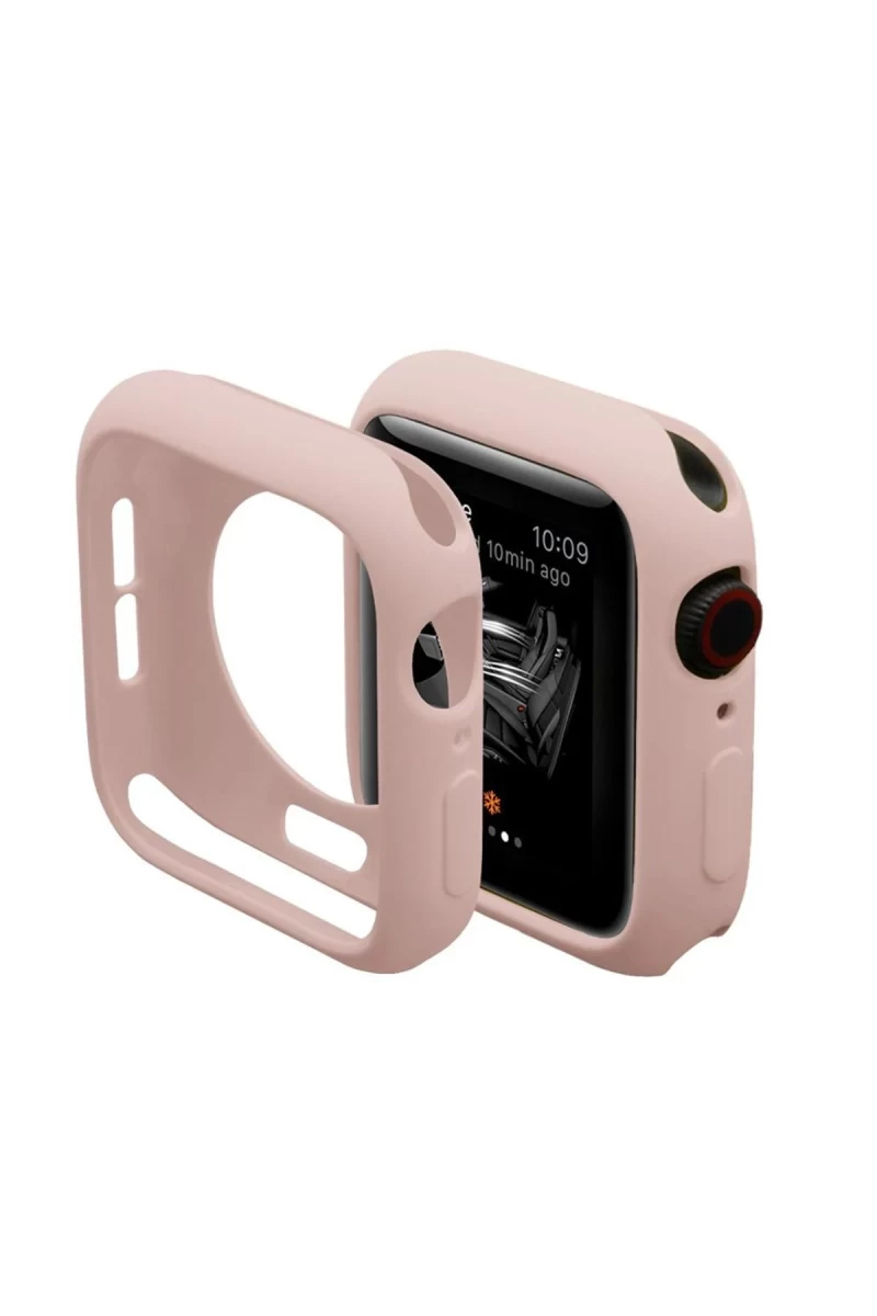 Apple Watch 38mm Uyumlu Silikon Alt Kasa - Pudra