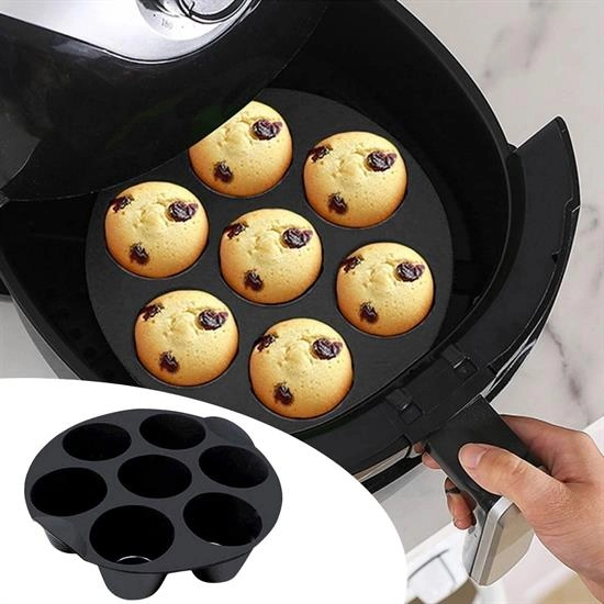 Çok Amaçlı 7 Gözlü Silikon Muffin Kalıbı Airfryer Uyumlu