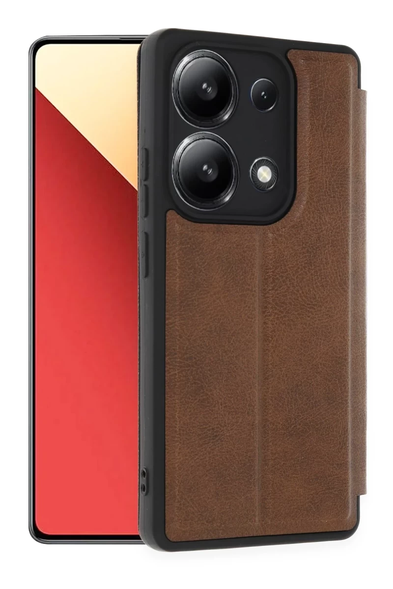 Xiaomi Redmi Note 13 4G Uyumlu Kılıf Flip Cover - Taba