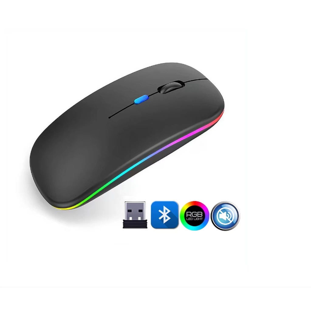Şarjlı Kablosuz RGB Siyah Mouse - Ergonomik Tasarım