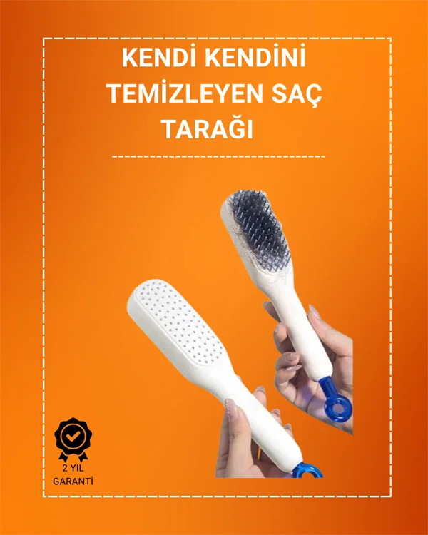 Kafa Derisi Masajlı Saç Tarağı – Kendini Temizleyen, Anti-Statik