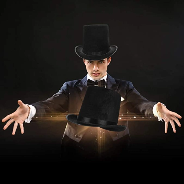Şık Siyah Ringmaster Sihirbaz Şapkası 1 Adet