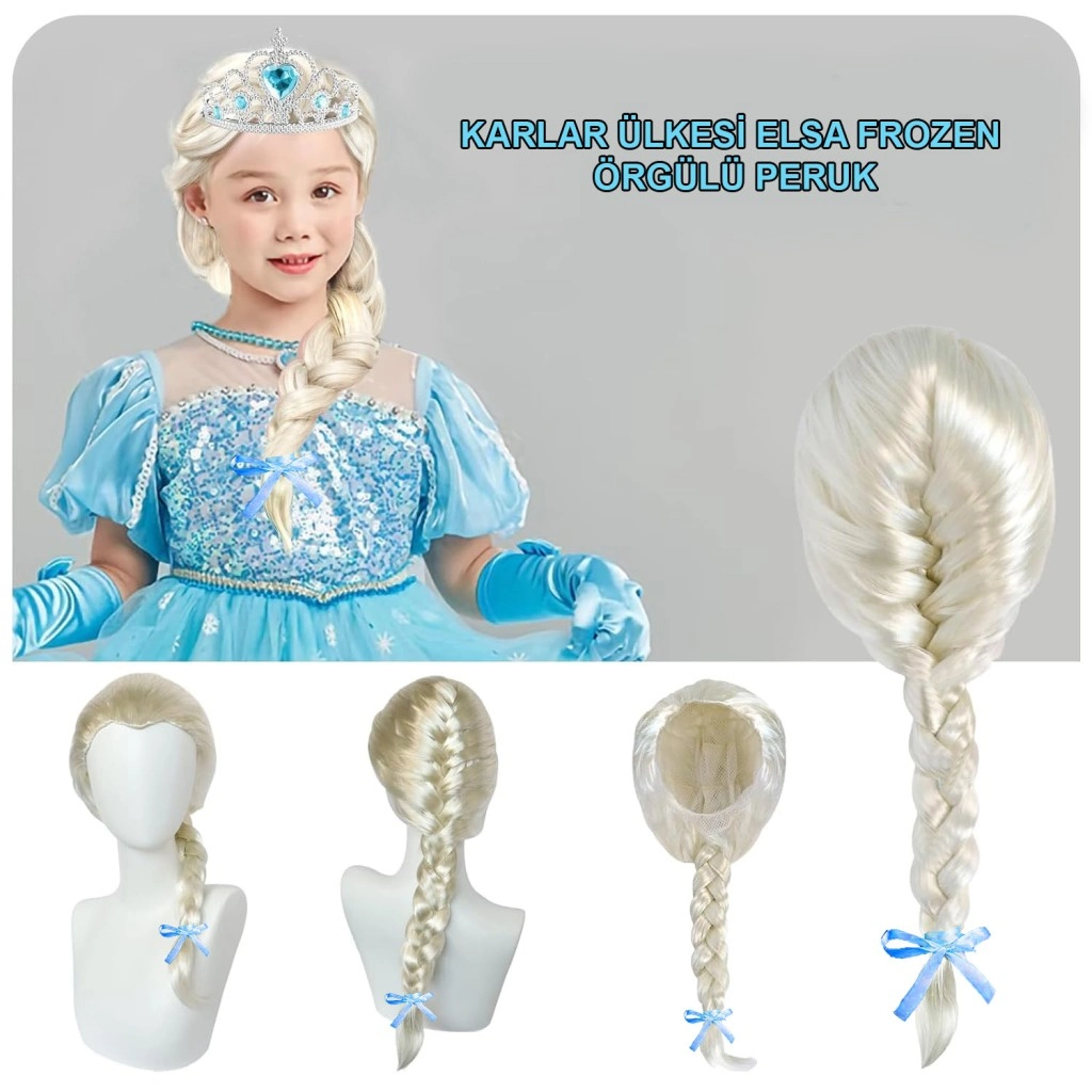 Karlar Ülkesi Elsa Frozen Peruğu Çocuk Boy 1 Adet