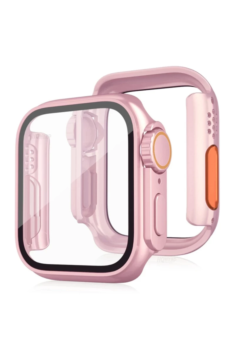 Apple Watch 44mm Uyumlu Watch 49mm Kasa Dönüştürücü ve Ekran Koruyucu - Rose Gold