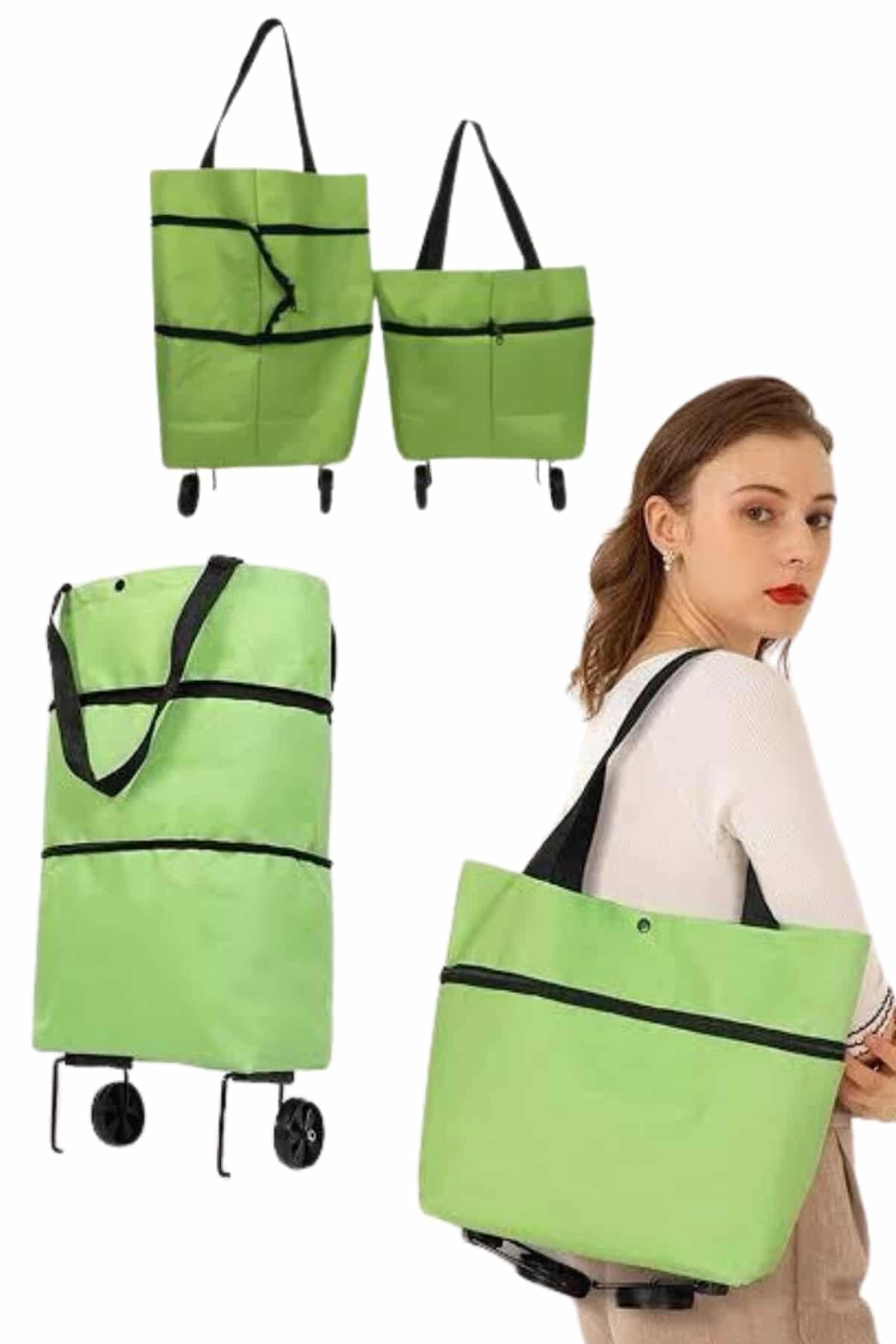 Pratik Katlanabilir Tekerlekli Alışveriş Arabası 75 cm Yükseklik