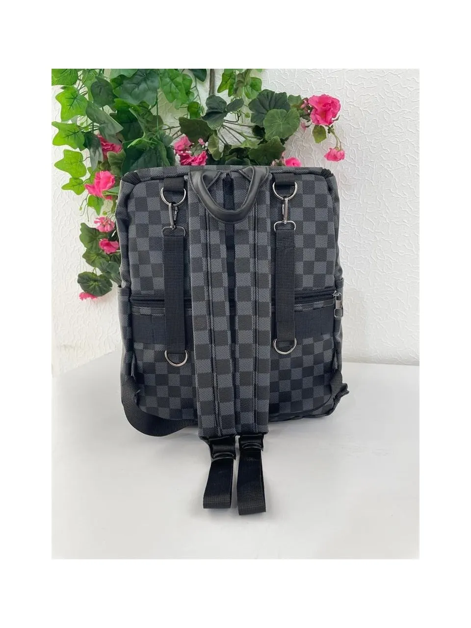 Remuse Unisex Sırt Çantası Kareli Siyah Gr