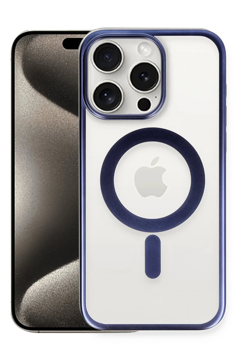Apple iPhone 15 Pro Max Uyumlu Kılıf Erozi Magsafe Kapak - Lacivert
