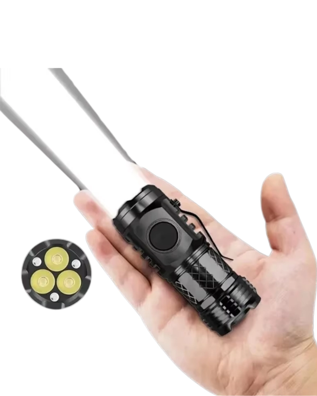 Kompakt 3 LED El Feneri 5 Modlu Metal Klipsli