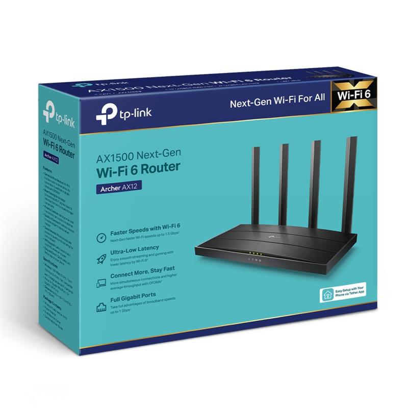 ARCHER AX12 AX1500 WIFI6 4 PORT GIGABIT 2.4/5GHZ DUAL BAND ROUTER