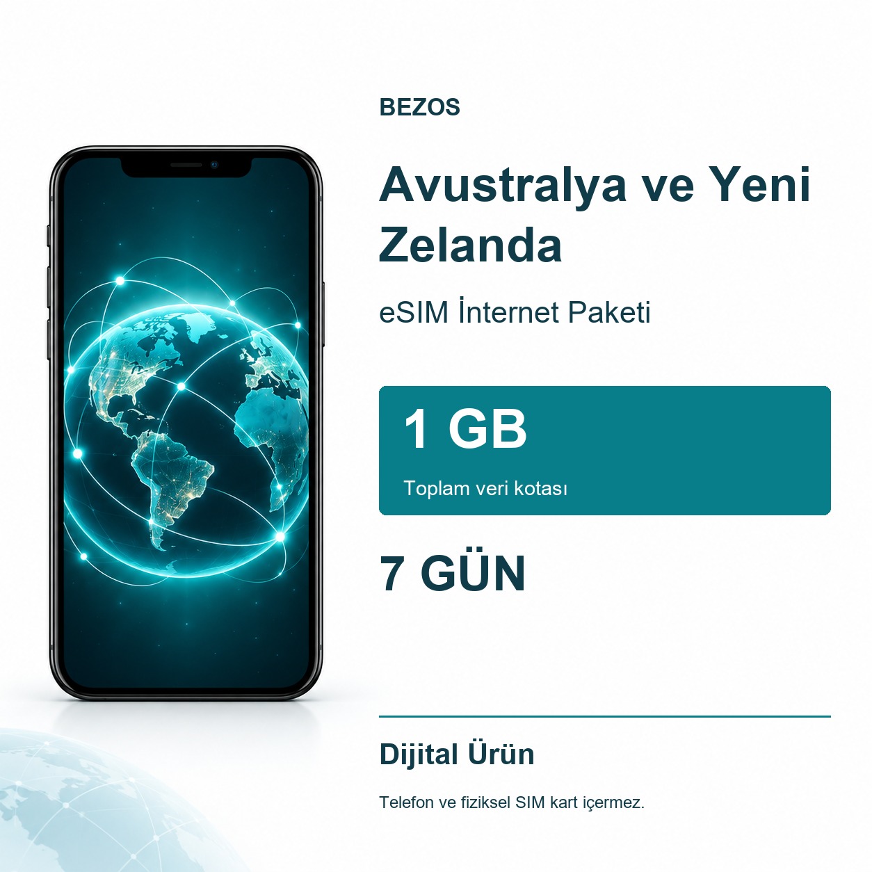 Avustralya ve Yeni Zelanda eSIM İnternet Paketi 1 GB 7 Gün
