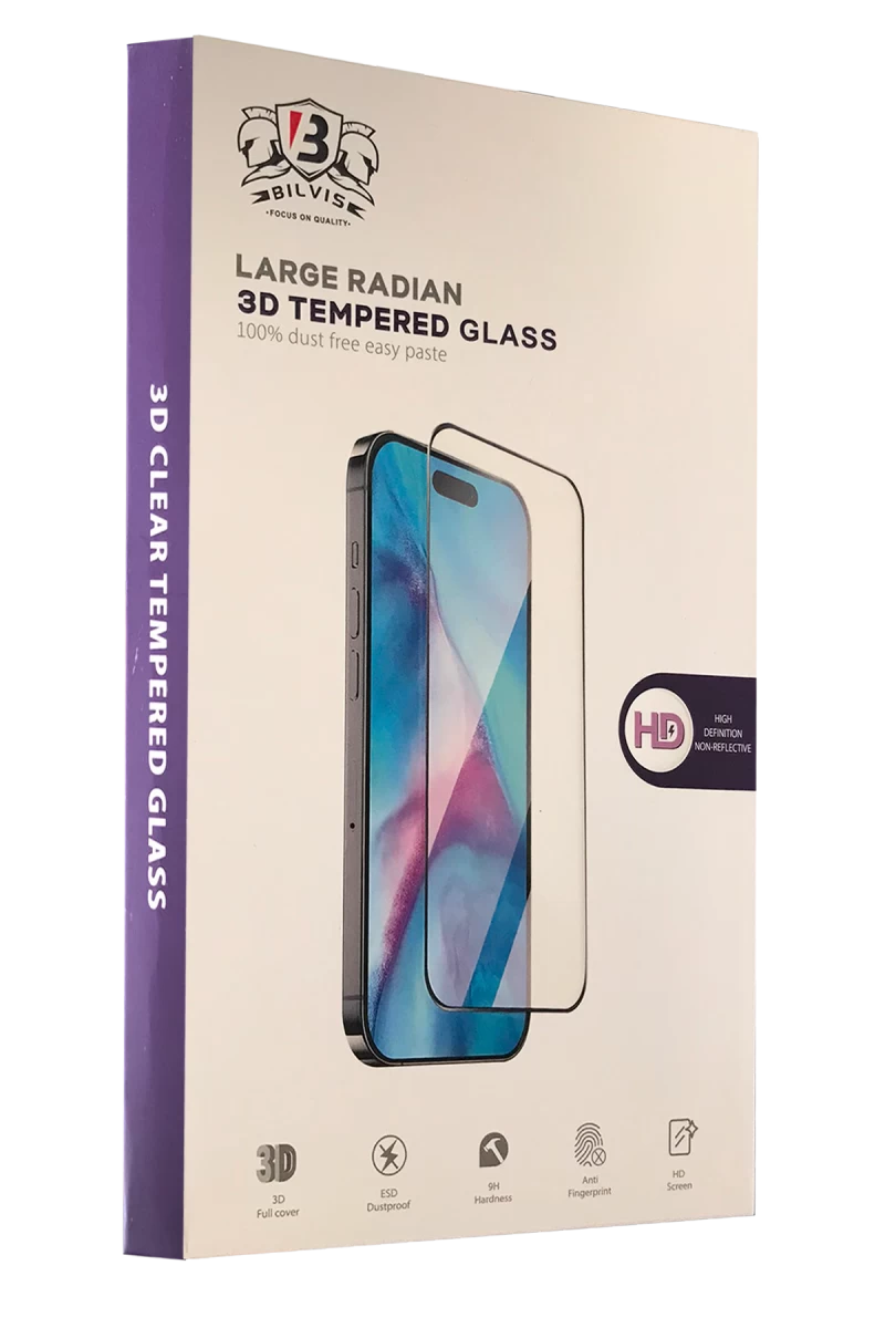 Apple iPhone 14 Pro Max Uyumlu Bilvis 3D Radian Cam Ekran Koruyucu