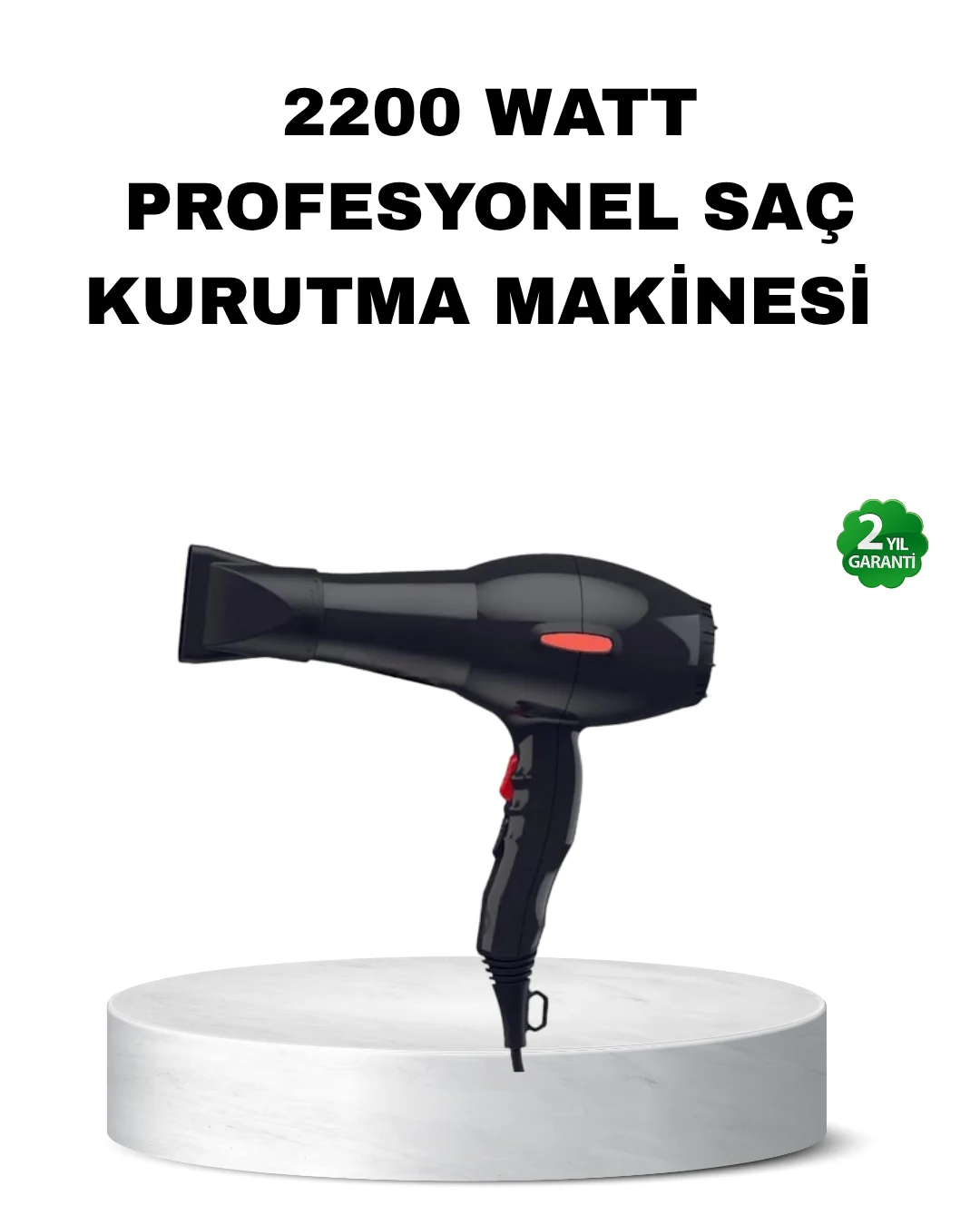 Profesyonel Saç Kurutma Makinesi – AC Motor, Soğuk Üfleme, 2 Hız Kademesi