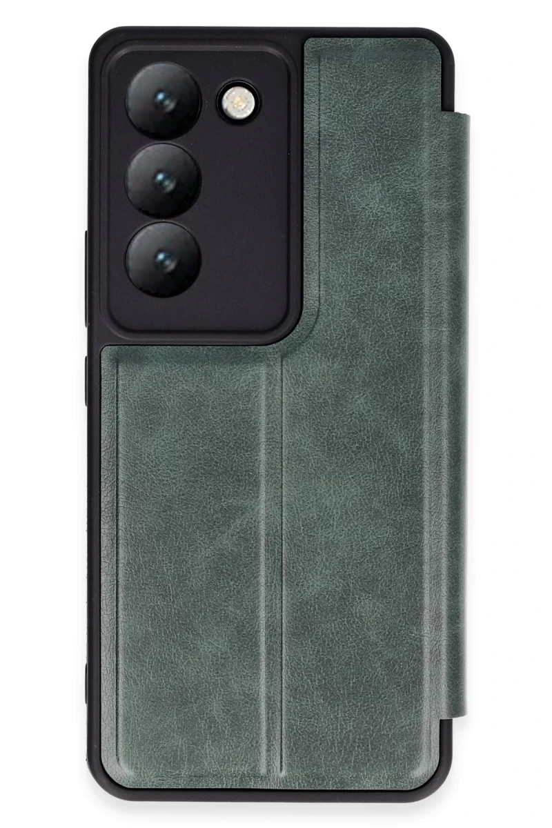 Vivo V30 Lite 4G Uyumlu Kılıf Flip Cover - Koyu Yeşil
