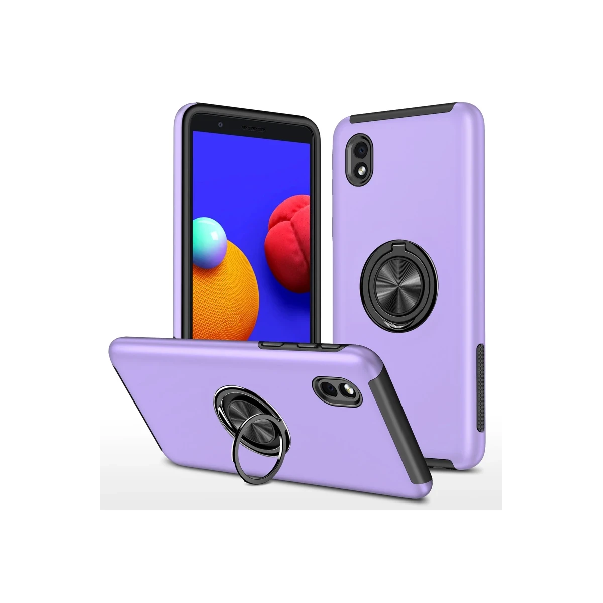 Samsung Galaxy A01 Core Kılıf Elit Yüzüklü Kapak - Mor