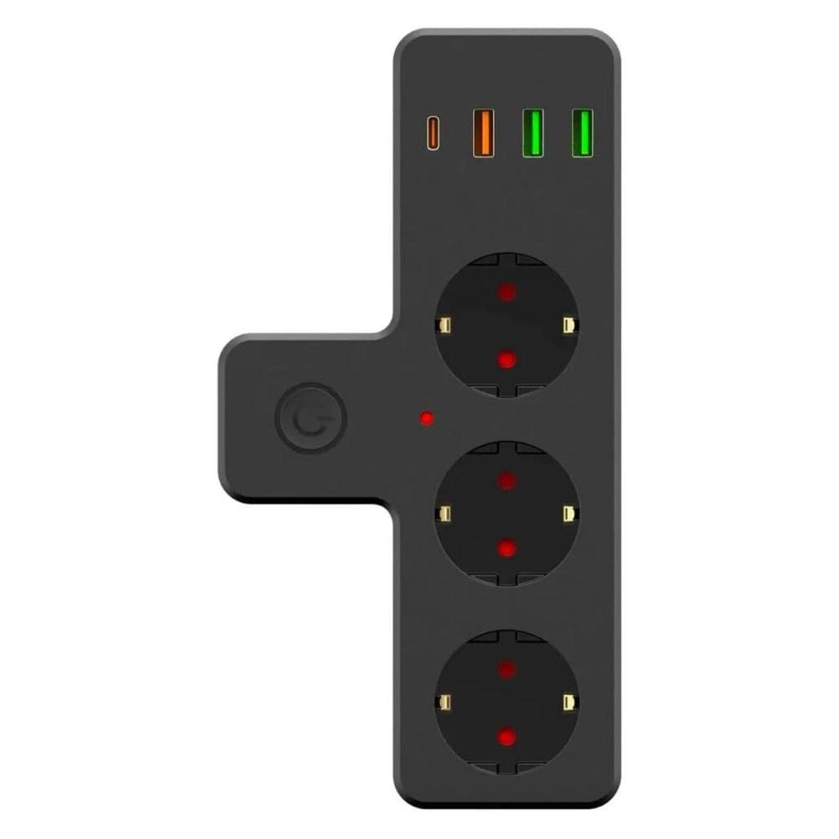 Güvenli Termal Akım Korumalı 3 Soket 3 USB 1 Type-C Priz