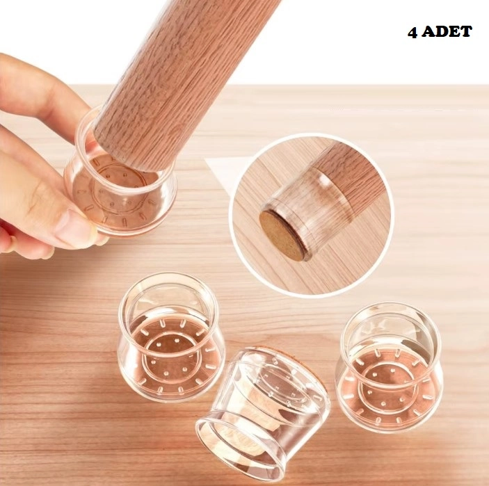 Şeffaf Silikon Sandalye Koruyucu Seti 4'lü Paket