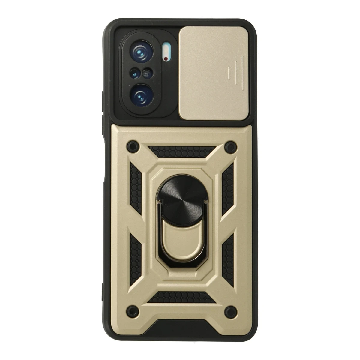 Xiaomi Poco F3 Kılıf Pars Lens Yüzüklü Silikon - Gold