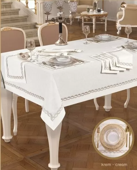 Matilda Amerikan Servisli Yemek Takımı Masa Seti 8 Kişilik 10 Parça Supla Runner Set 160 × 260 cm