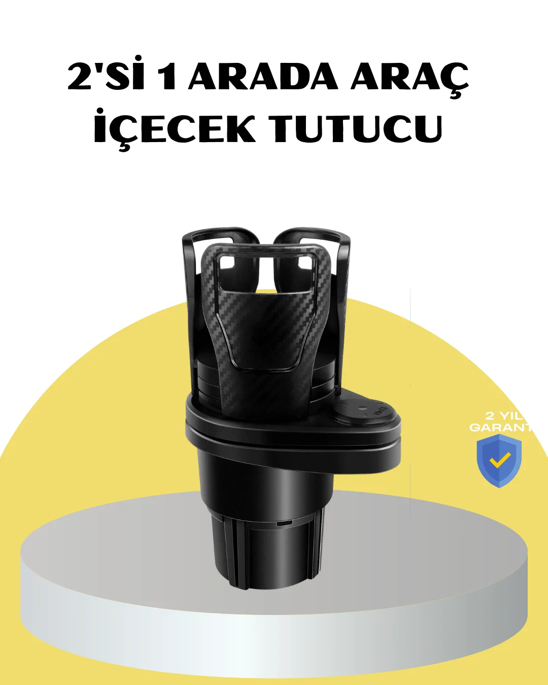 Araç İkili Bardak Tutucu Ayarlanabilir Genişlik 360° Döner Sistem