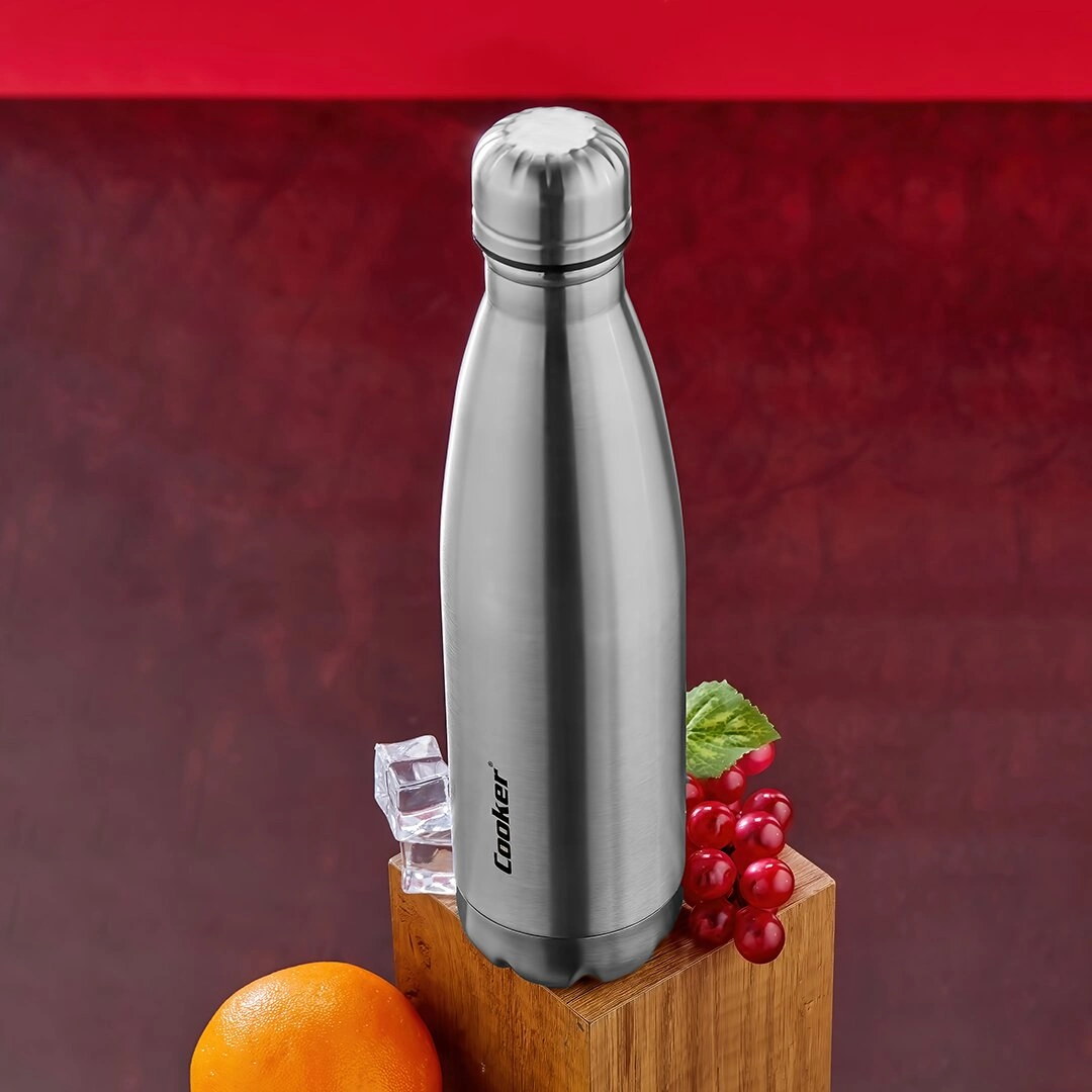 Şık Krom Termos 500ML Kaydırmaz Tabanlı Paslanmaz Çelik