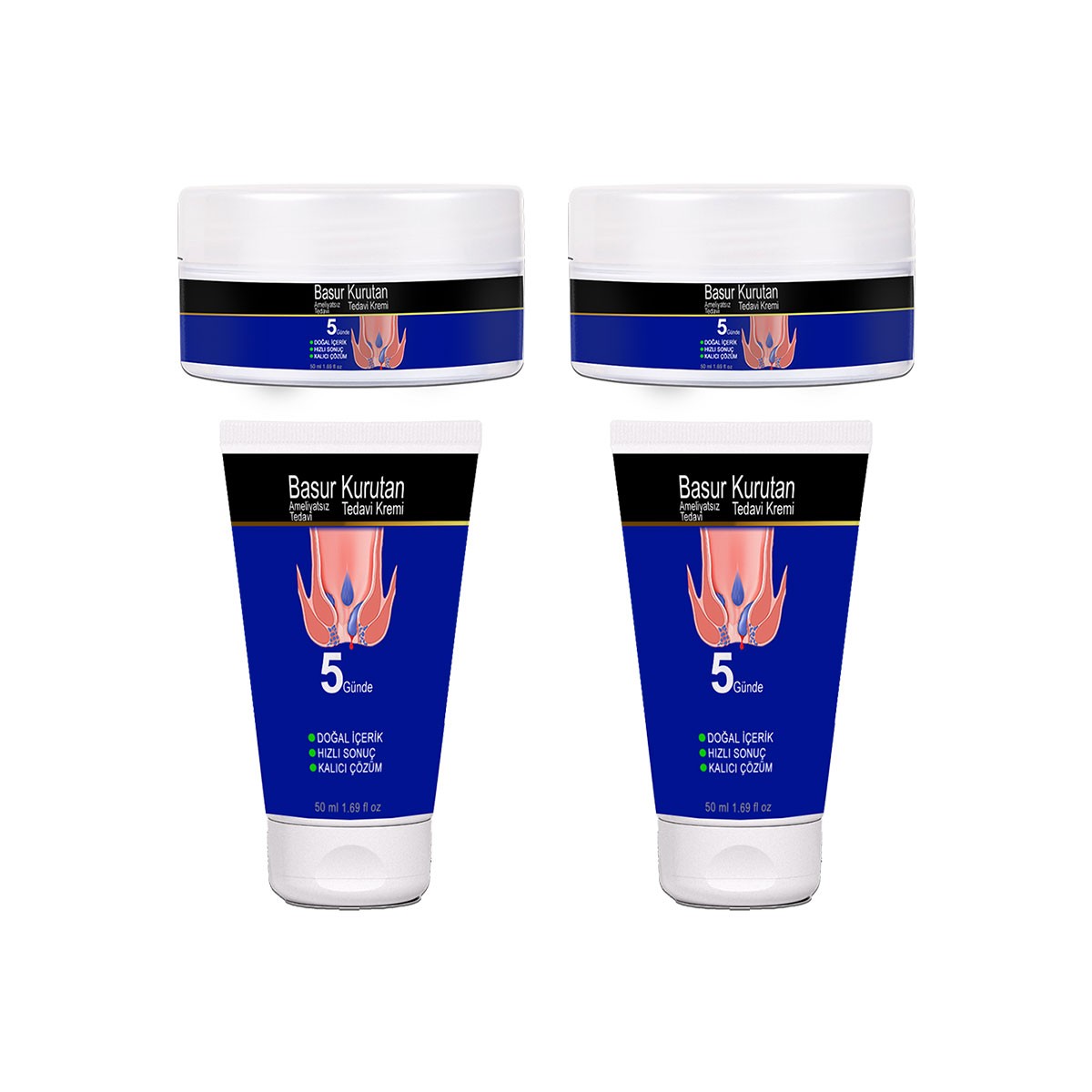 BasurKurutan Kremi 2 Adet Aslanpençesi Kestane Hellebore Çiçek Esktarları (50 ml) Tüp&Kavanoz Set